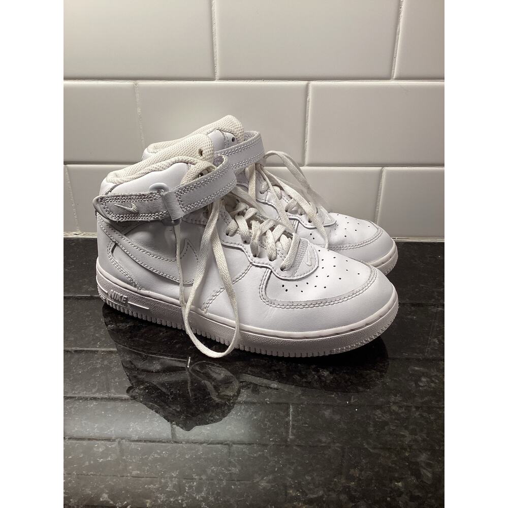 Nike Air Force 1 Kids Leather Mid Sneakers‎ Athletic Gym Activewear White Size 3